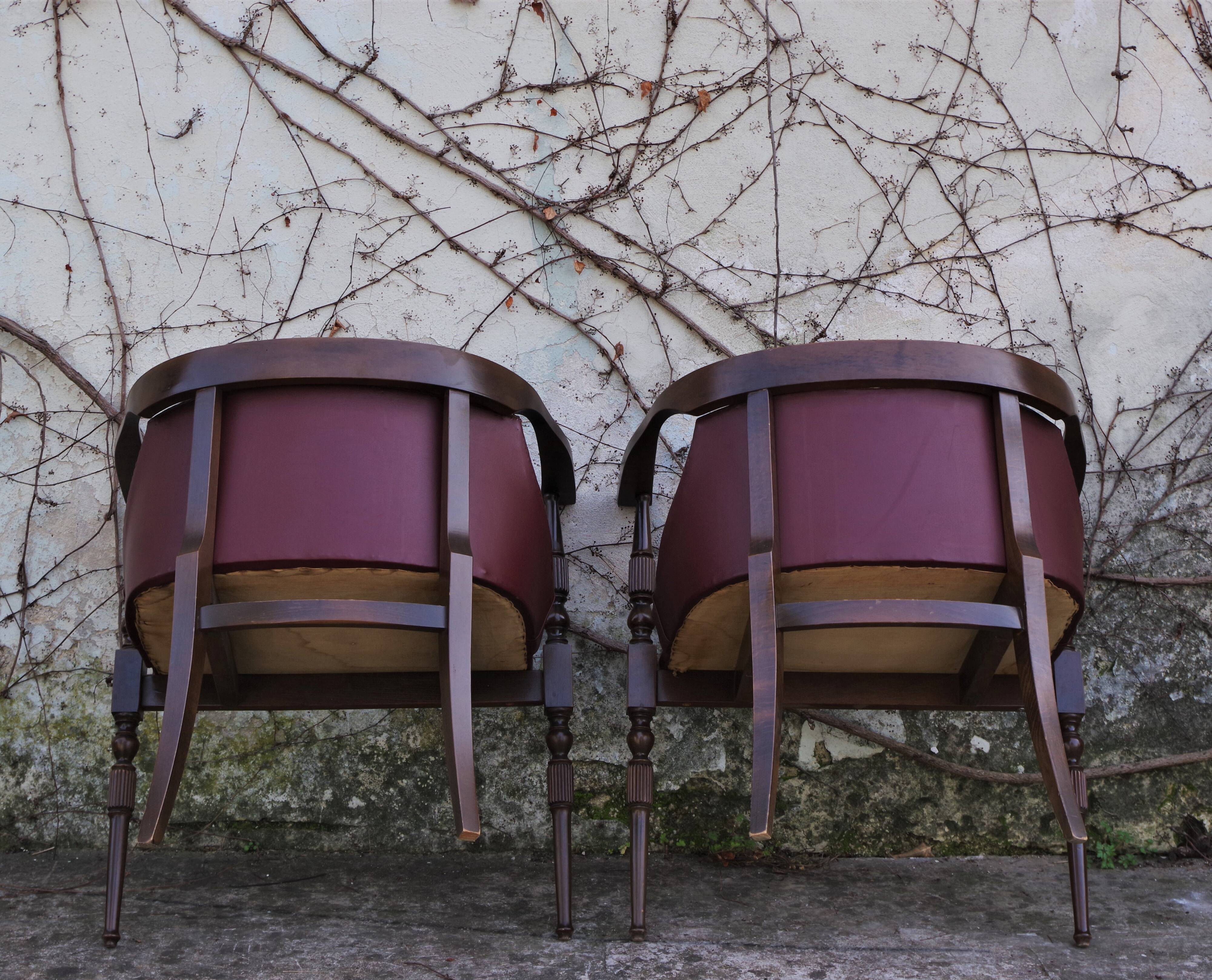 Wooden office chairs, 1950s, set of 2