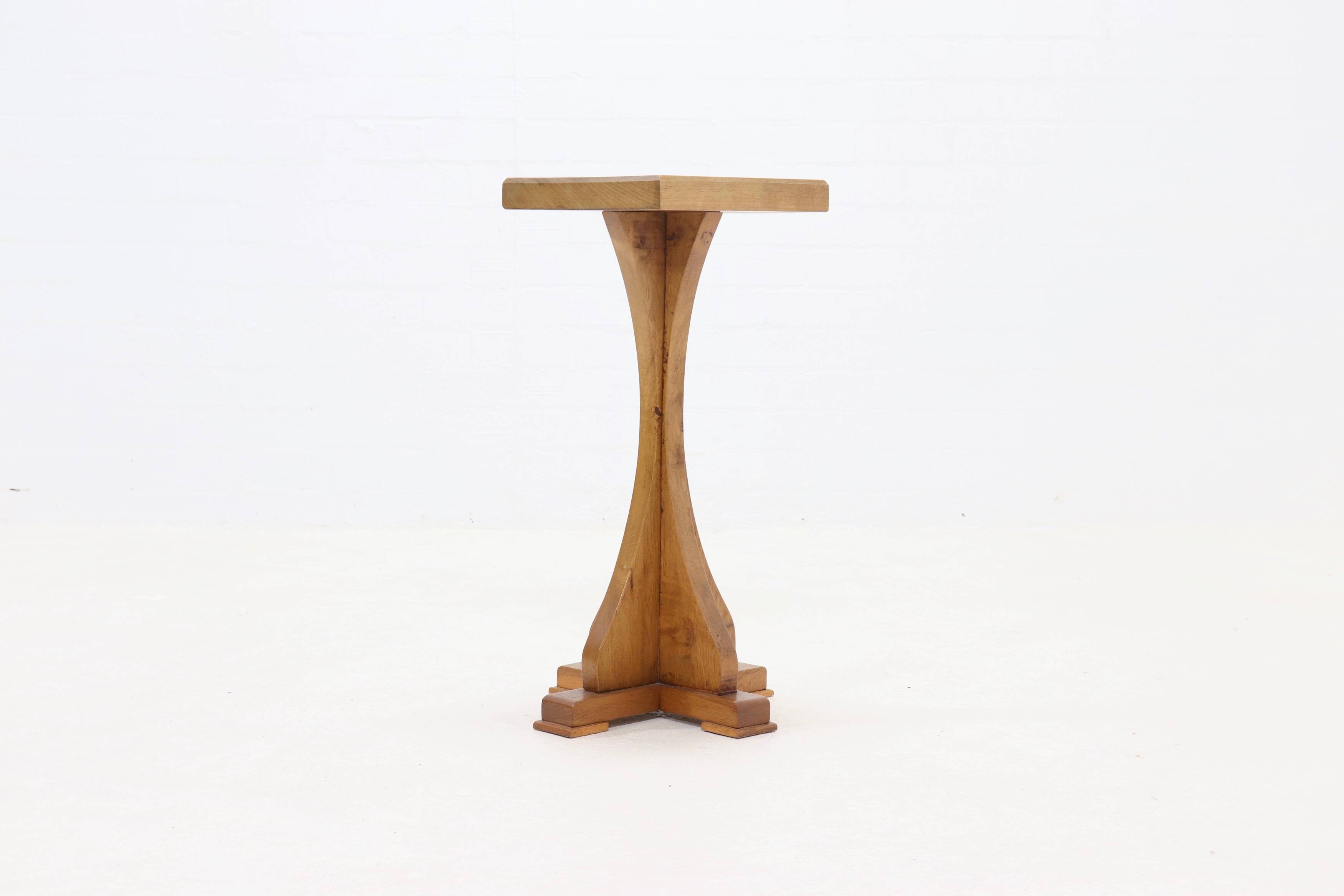Sculptural Oak Pedestal Side Table 1950s
