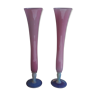 Pair of large vase in pink opaline height 54.8 cm