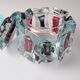 Brutalist cut glass candy box with lid and coloured inserts, 1970s