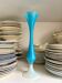 Vase, soliflore in blue and white opaline