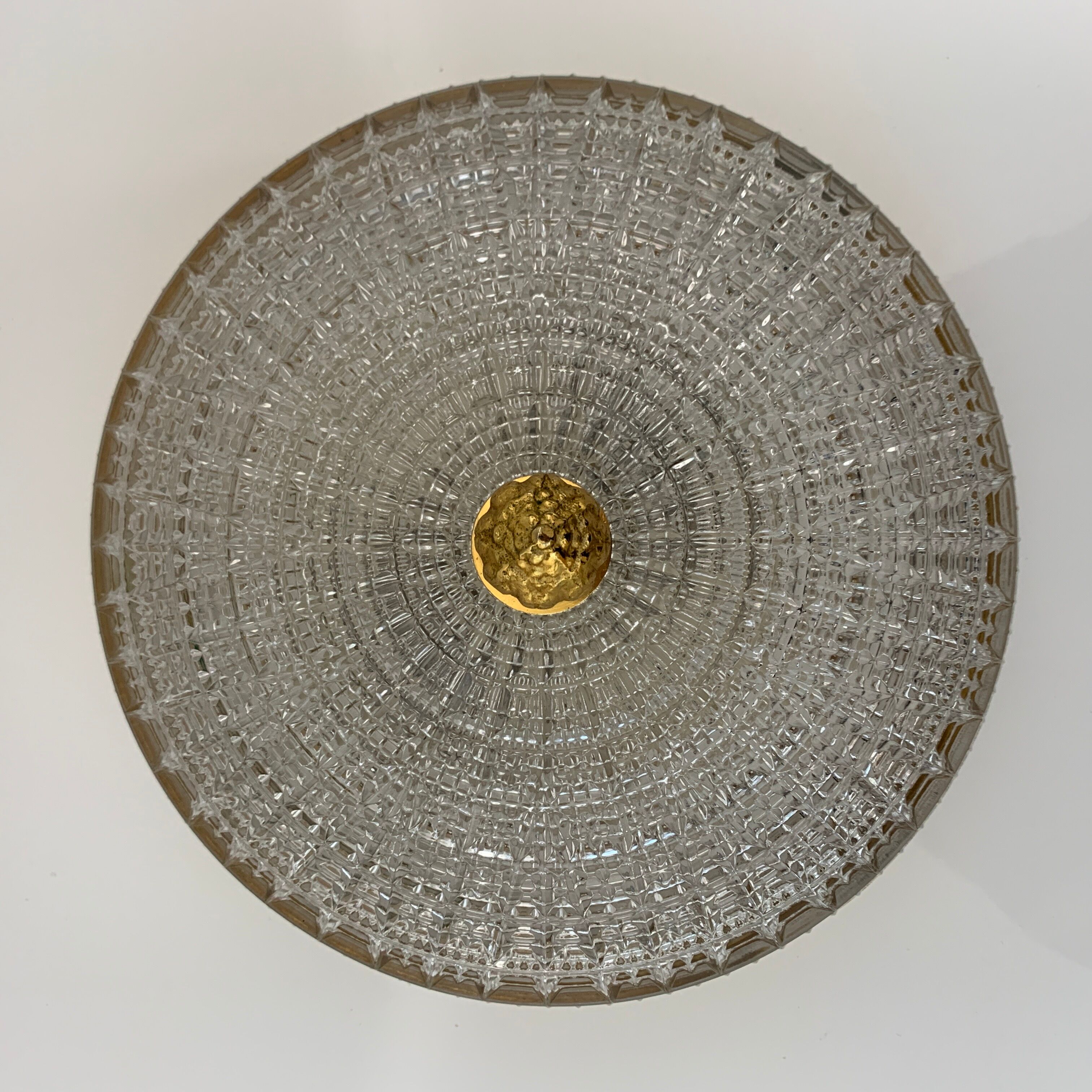 Old ceiling lamp Gilded metal and crystal Lucien Gau