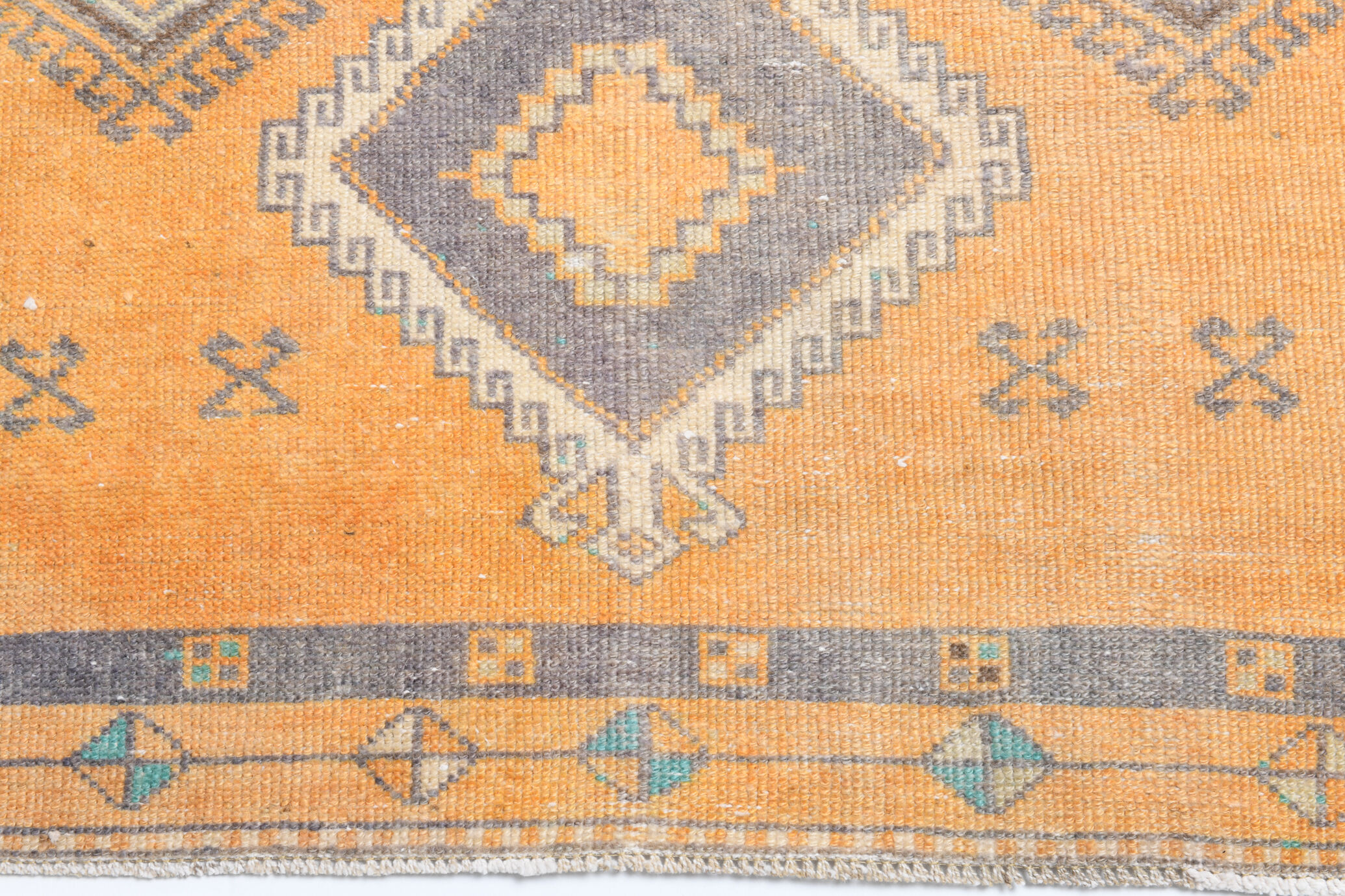 3x11 orange vintage runner rug, 88x341cm
