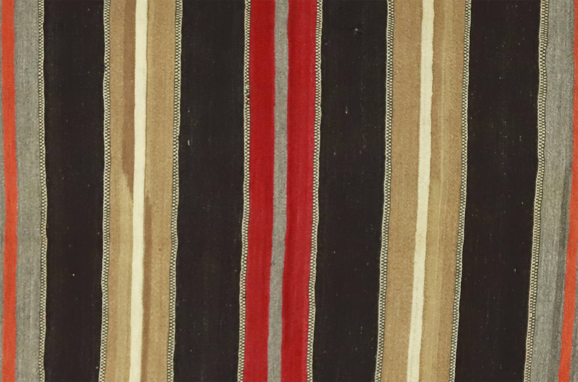 Grand Turkish Kilim Yuruk Vintage Stripe 220x335 cm Red Yellow Beige