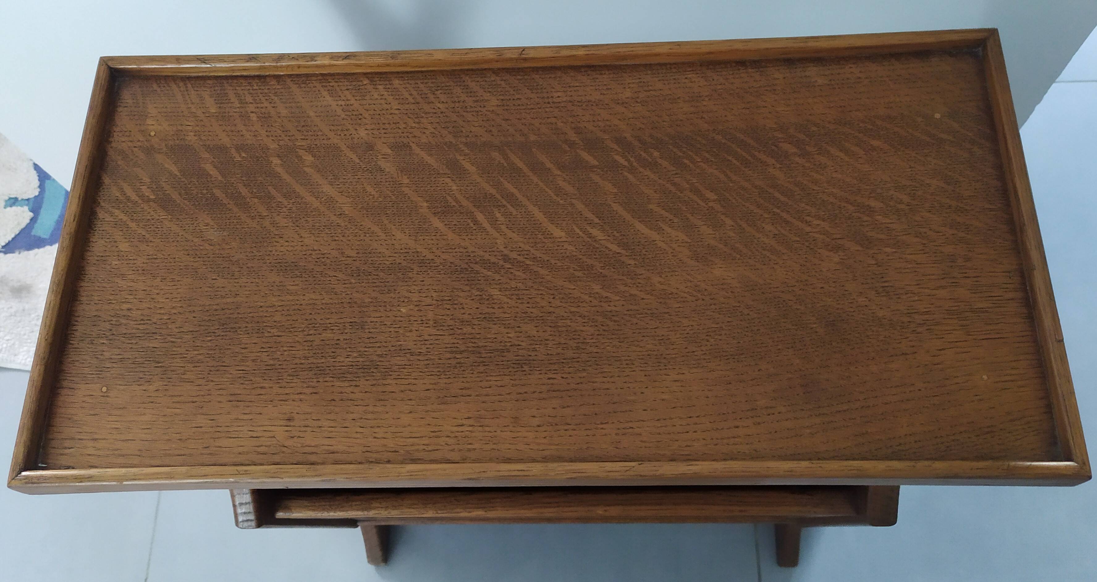 Side table, wooden magazine rack with caning.