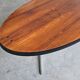 Danish Mid Century Modern oval coffee table with a teak top and chrome legs.