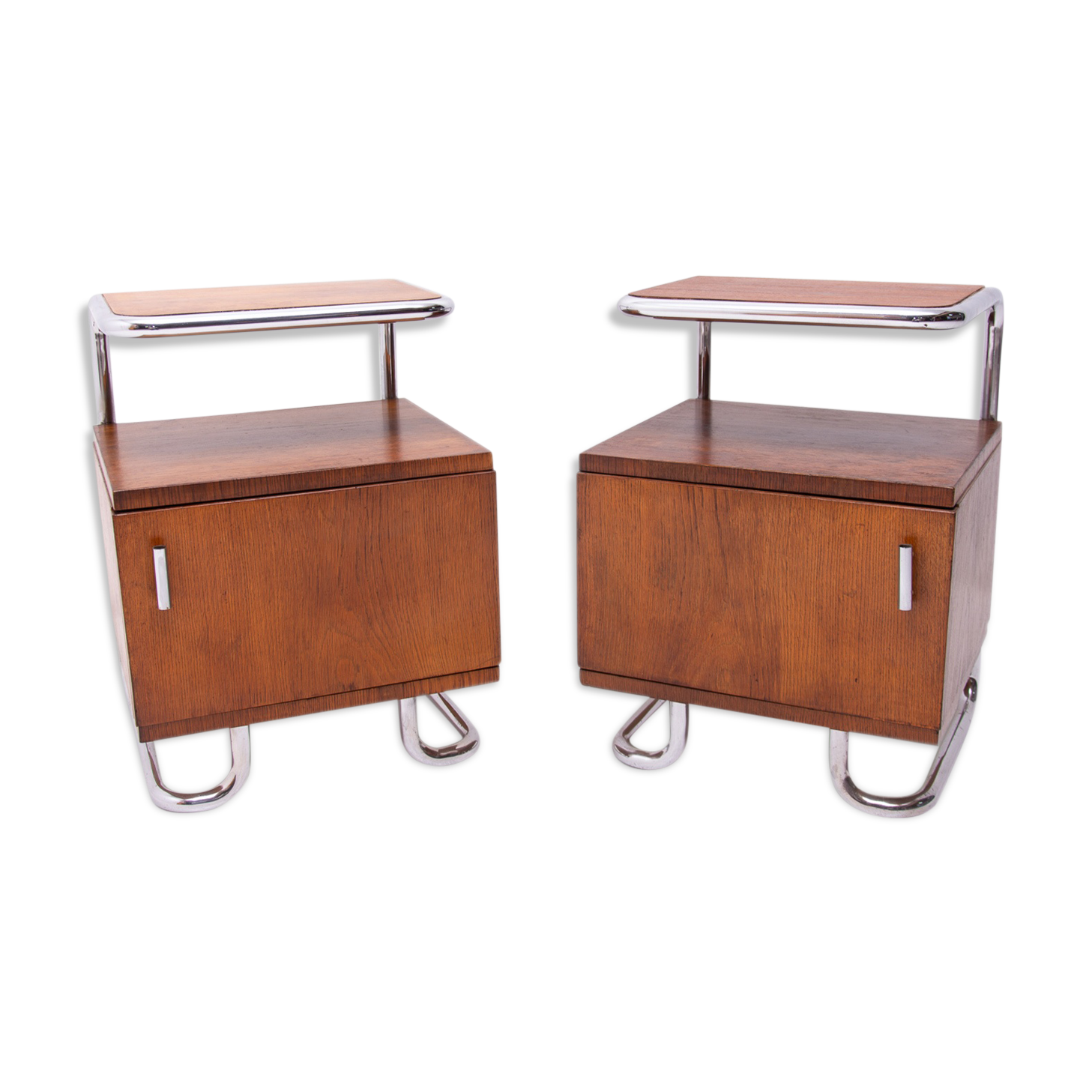 Pair of functionalist chromed night stands by Kovona, 1950’s, Czechoslovakia