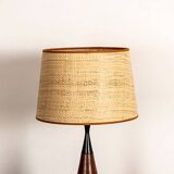 Danish keel-shaped table lamp in teak and ebony by Fog & Morup.