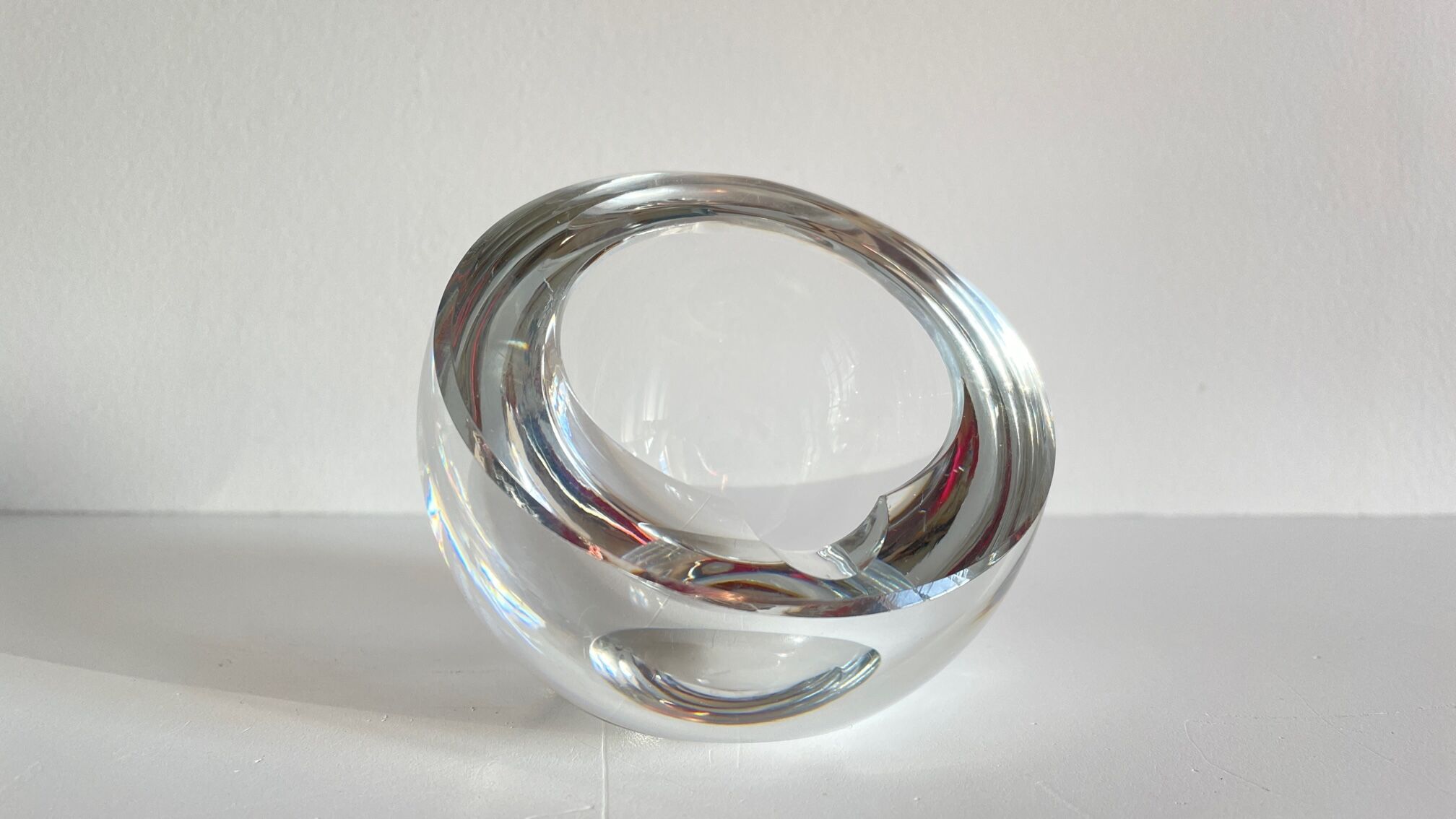 St Louis crystal pocket-empty ashtray, France