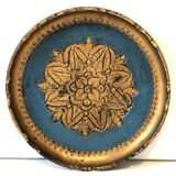 Italian cup golden wood blue