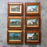 Set of six equestrian illustrations