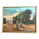 Oil painting "public garden" under glass, 1960s-70s