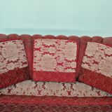 Mid-Century red and gold three-seater sofa by Paolo Buffa, Italy, 50s