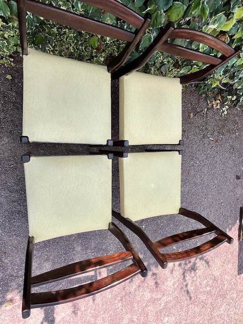 6 Scandinavian chairs with pale yellow skai seats
