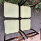 6 Scandinavian chairs with pale yellow skai seats