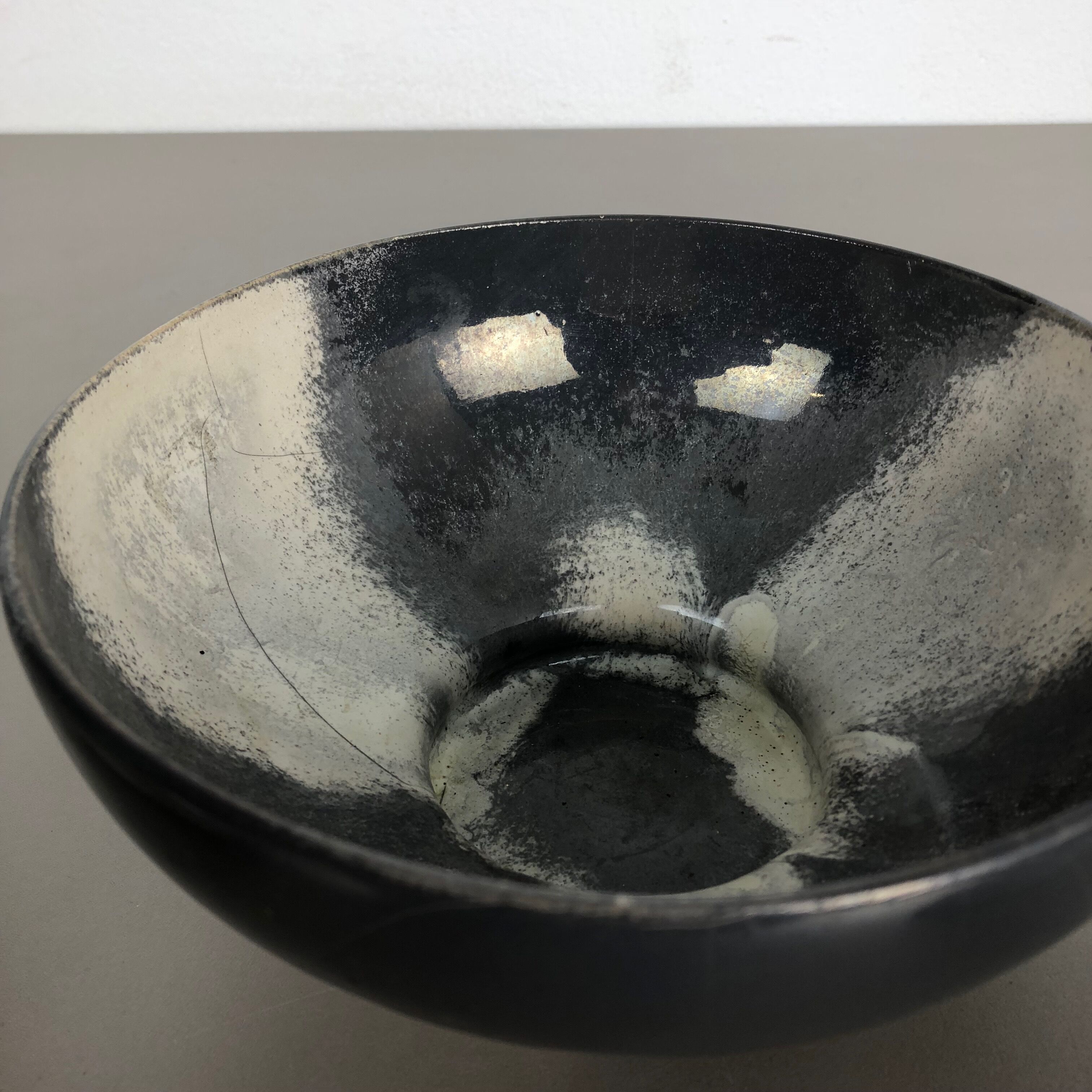 Set of 3 grey ceramic studio pottery vase objects by Otto Keramik, Germany 1980s