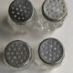 Set of hallmarked silver and fluted domed glass salt/pepper shakers