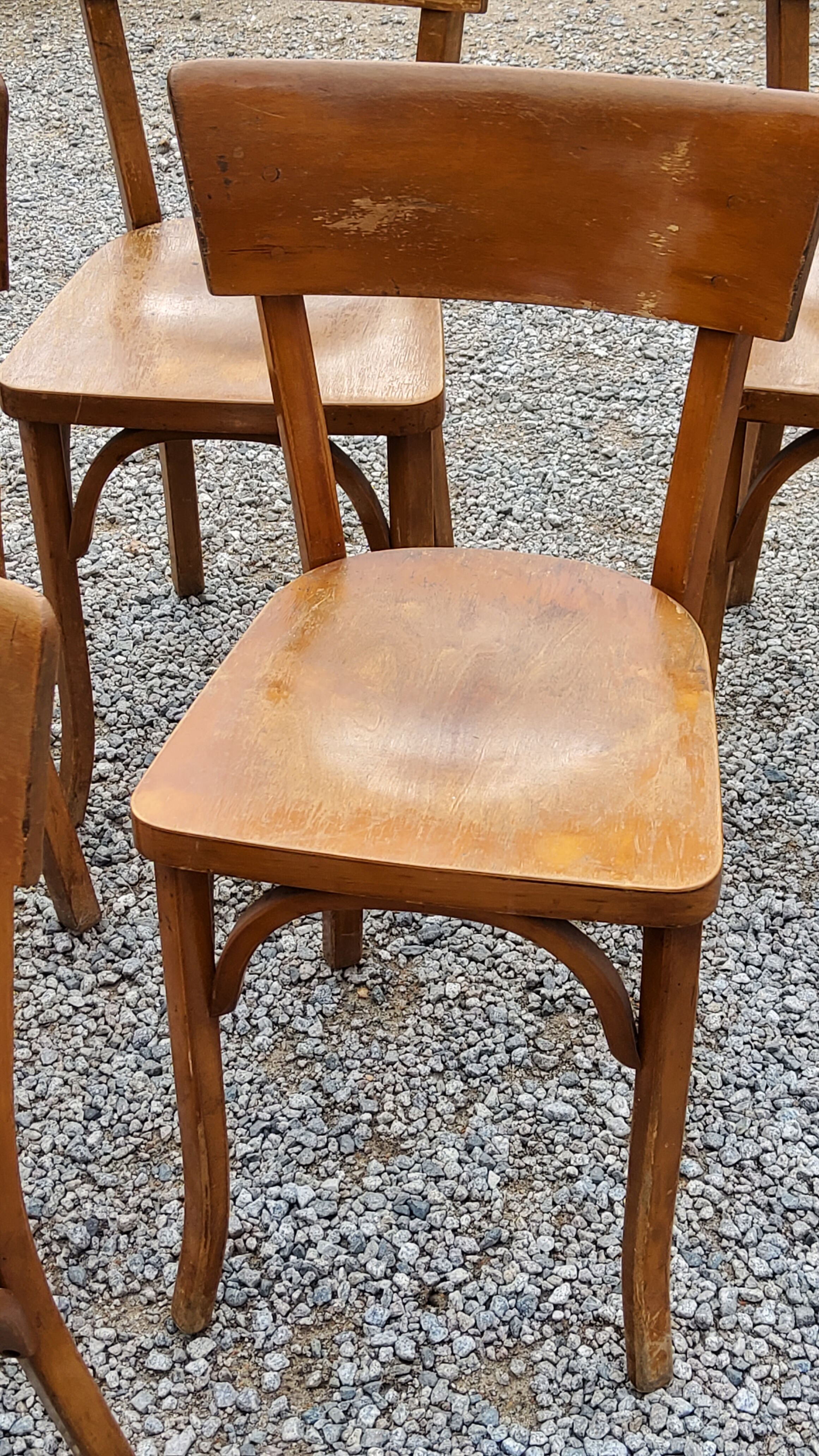 Set of 6 Baumann bistro chairs from the 50s stamp with iron