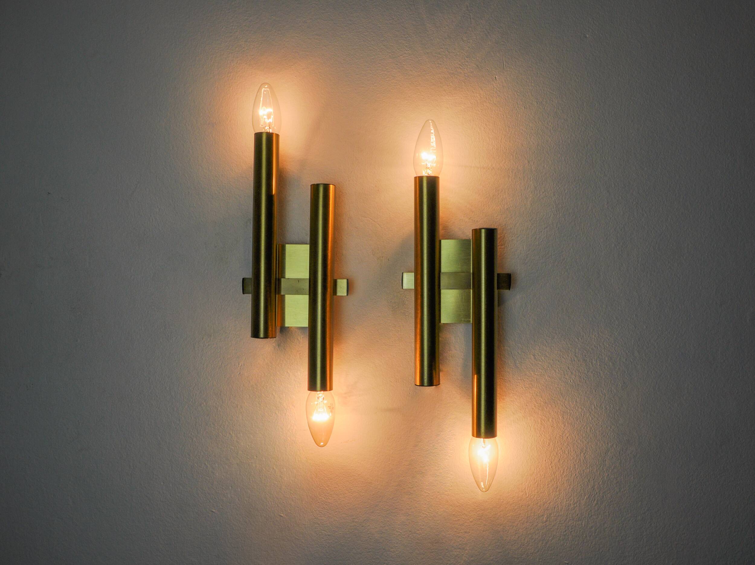 Pair of tubular wall lights from Sciolari, Italy, 1970