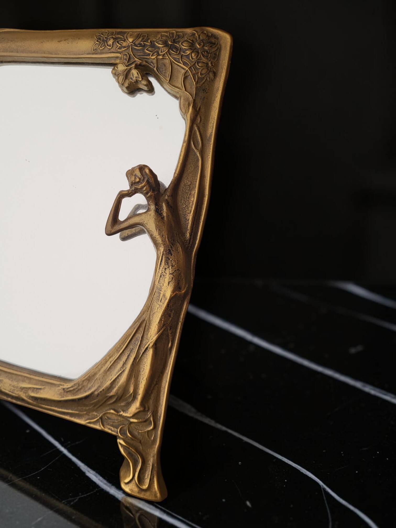 Art Nouveau table mirror, Pierre Bex, France, 1970s