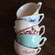 A set of 6 cups Colours Flowers Digoin Céranord Saint Amand