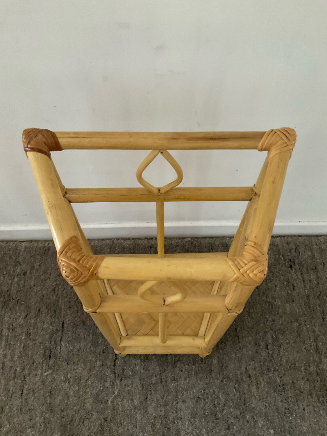 Vintage rattan umbrella holder 70s