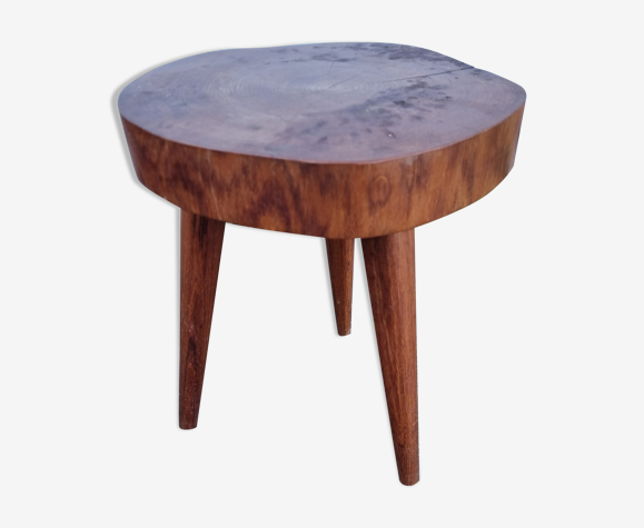 Tabouret brutaliste en palissandre de Madagascar