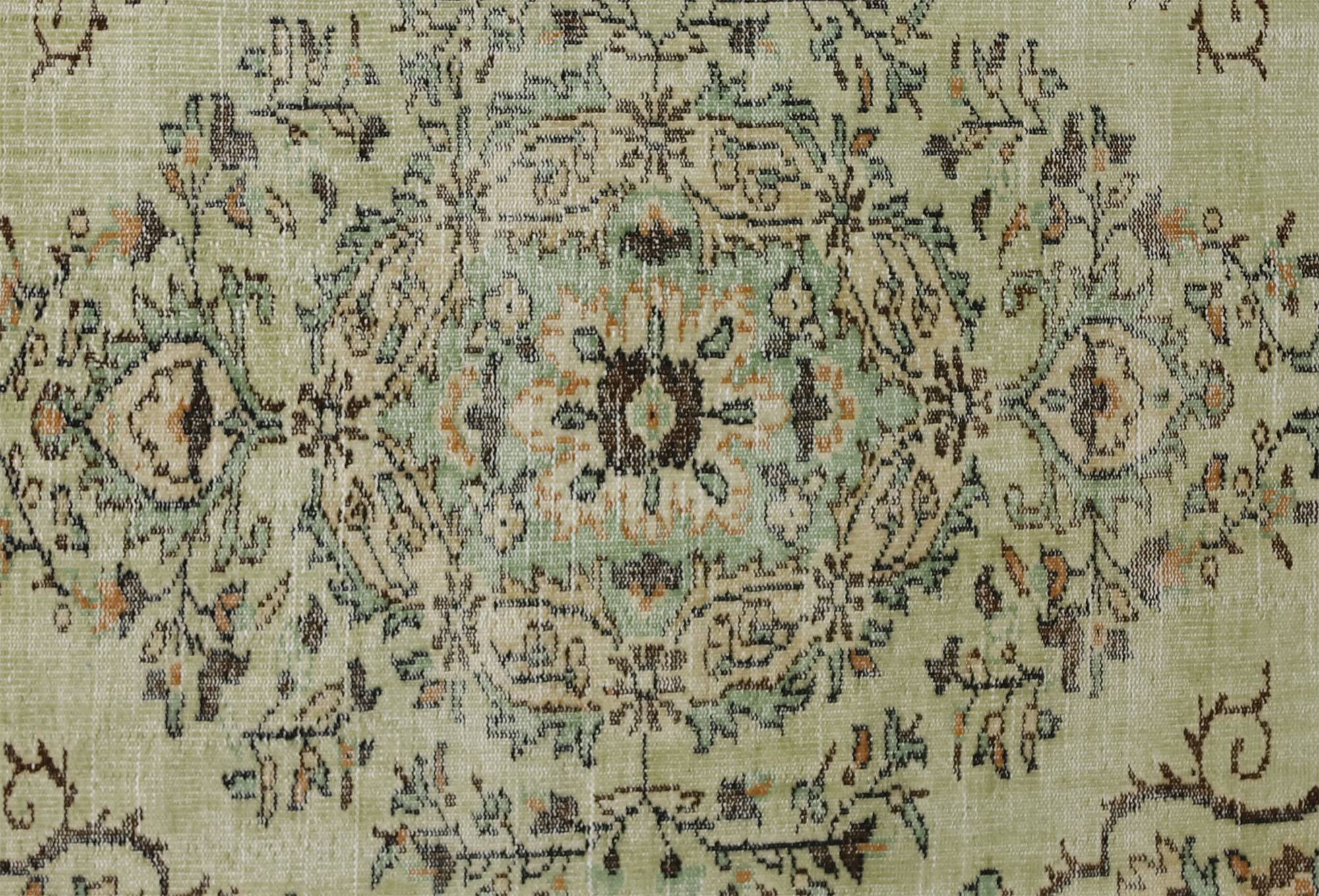 Tapis Oushak Vintage – Vert Pastel & Motifs Classiques, 167 x 276 cm