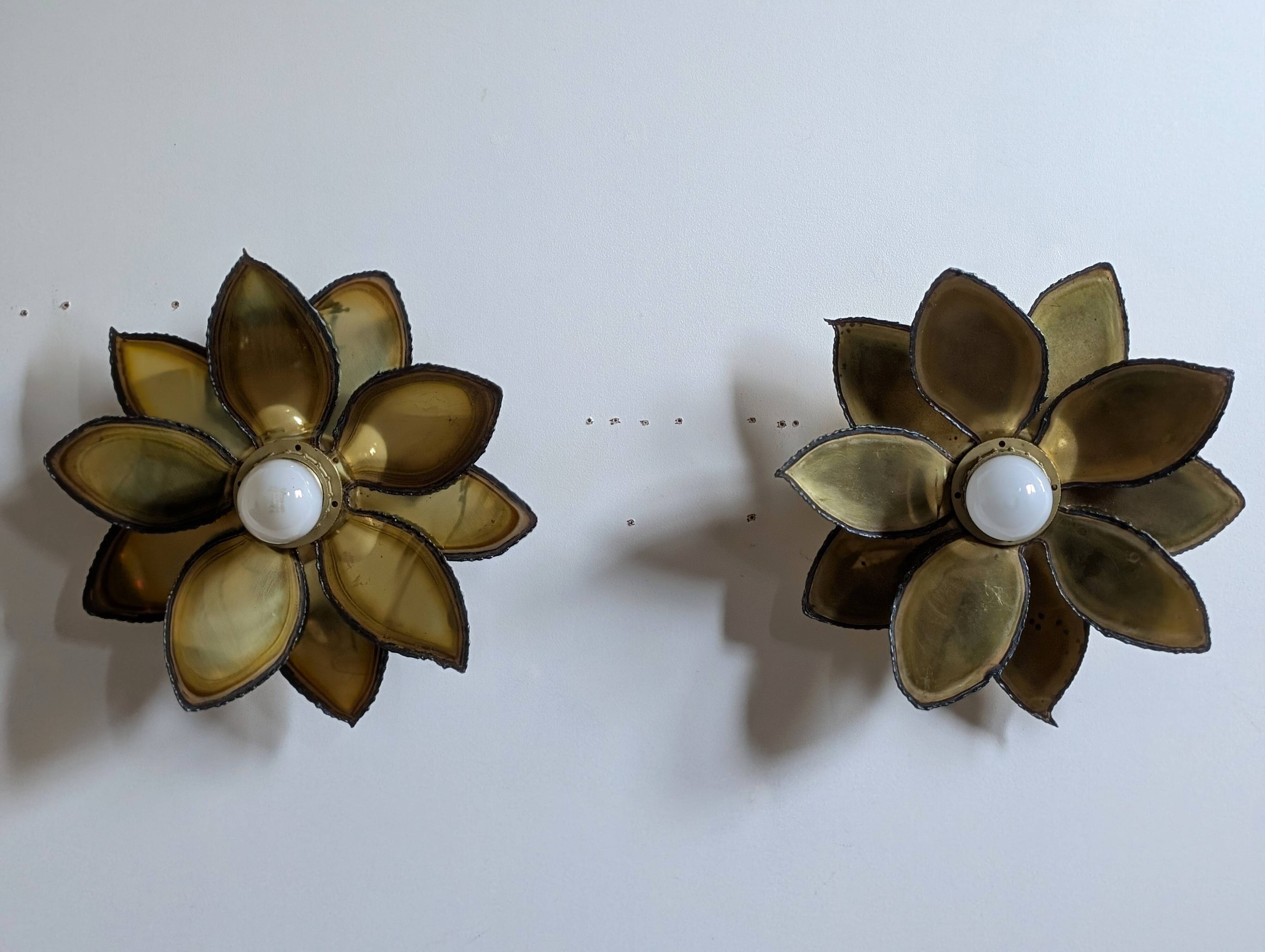 Paire appliques feuilles brutalistes