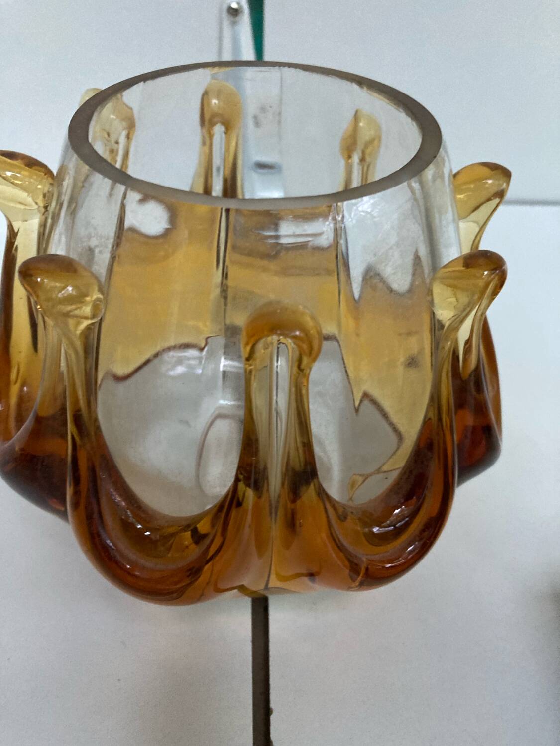 Pair of Murano glass wall sconces, vintage Italian 70s.
