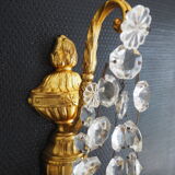 Pair of wall lamps two bronze lights with grapevines and crystal garlands – Louis XV style