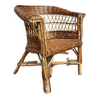 Children's rattan armchair chair from the 60s/70s
