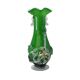 Vase Murano vert foncé fait main avec détails floraux en verre transparent
