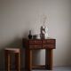 Danish Art Deco console with elm wood and burl drawers, 1940s.