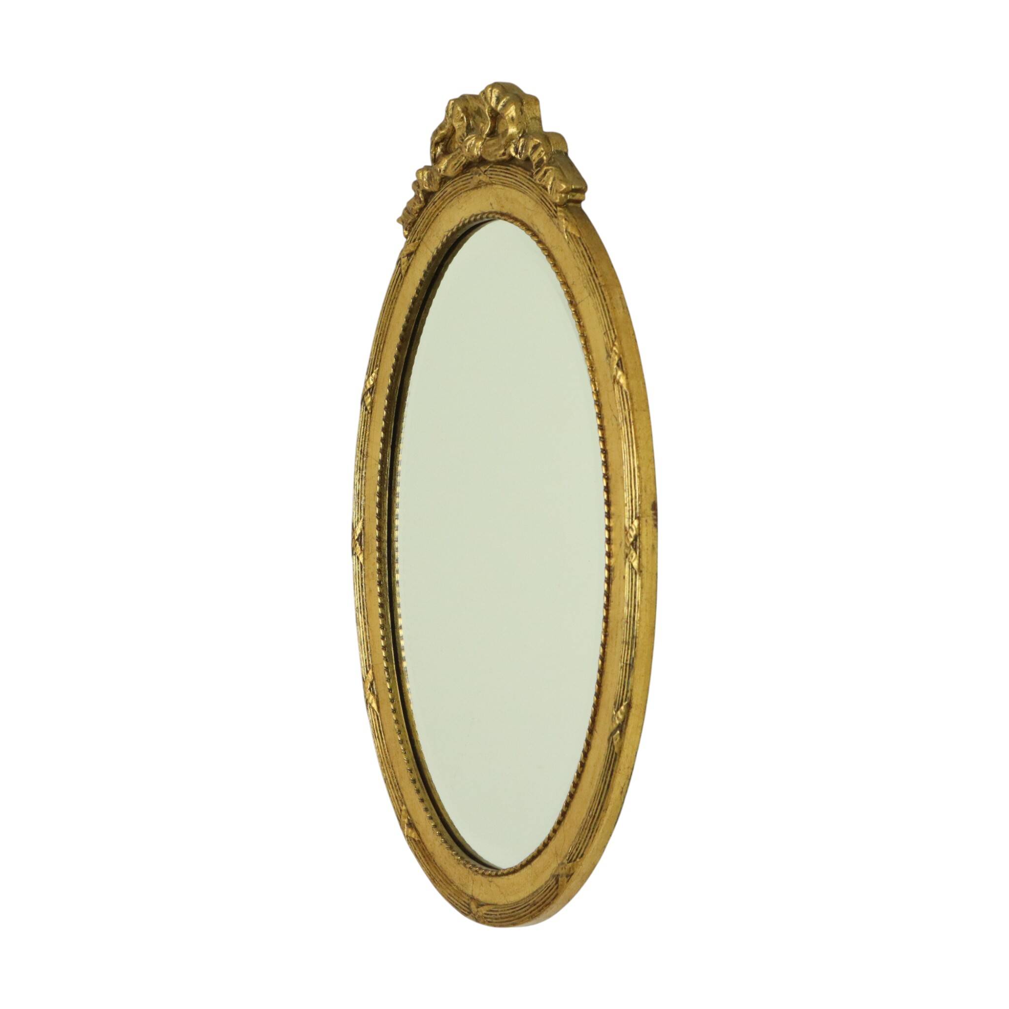 French Oval Facet Cut Mirror with Bow Classic 51cm