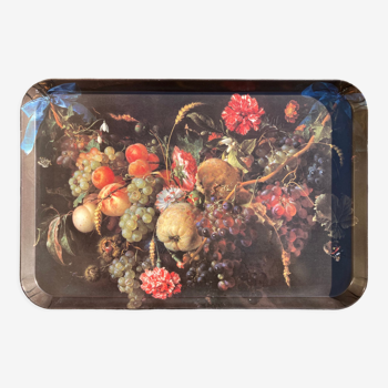 Plateau avec imprimé "Guirlande de fleurs et de fruits"