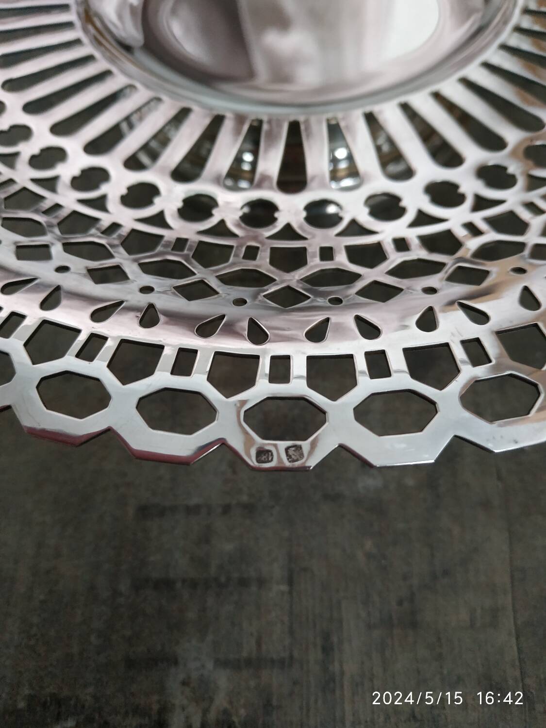 Silver metal pedestal dish