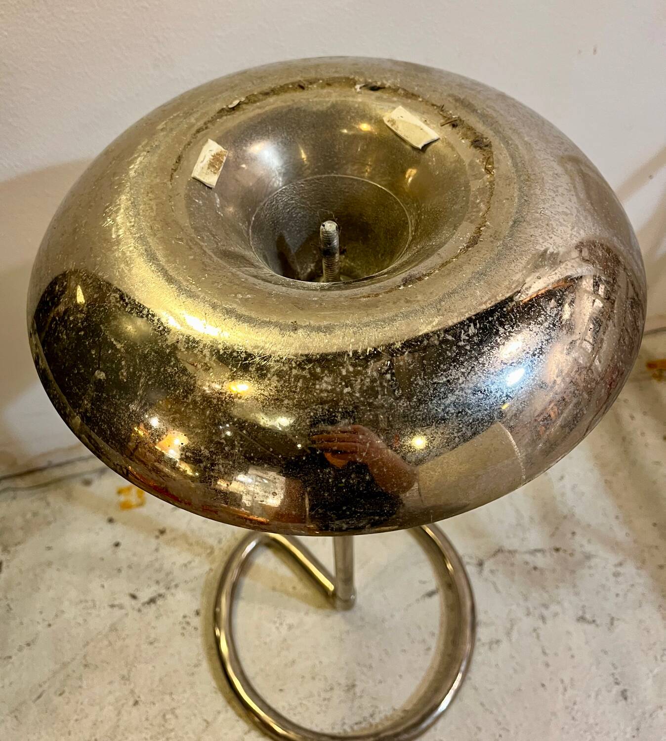 Modernist umbrella stand in chrome tube