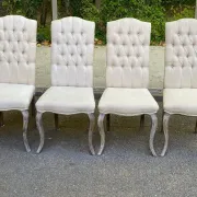 4 upholstered chairs in linen and ash, Maisons du Monde model Chloé.