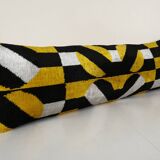 Yellow ikat velvet bedding pillow