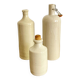 Trio de bouteilles en grès vernissées blanc crème
