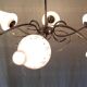 Lustre 6 feux moderniste en laiton doré - années 50/60