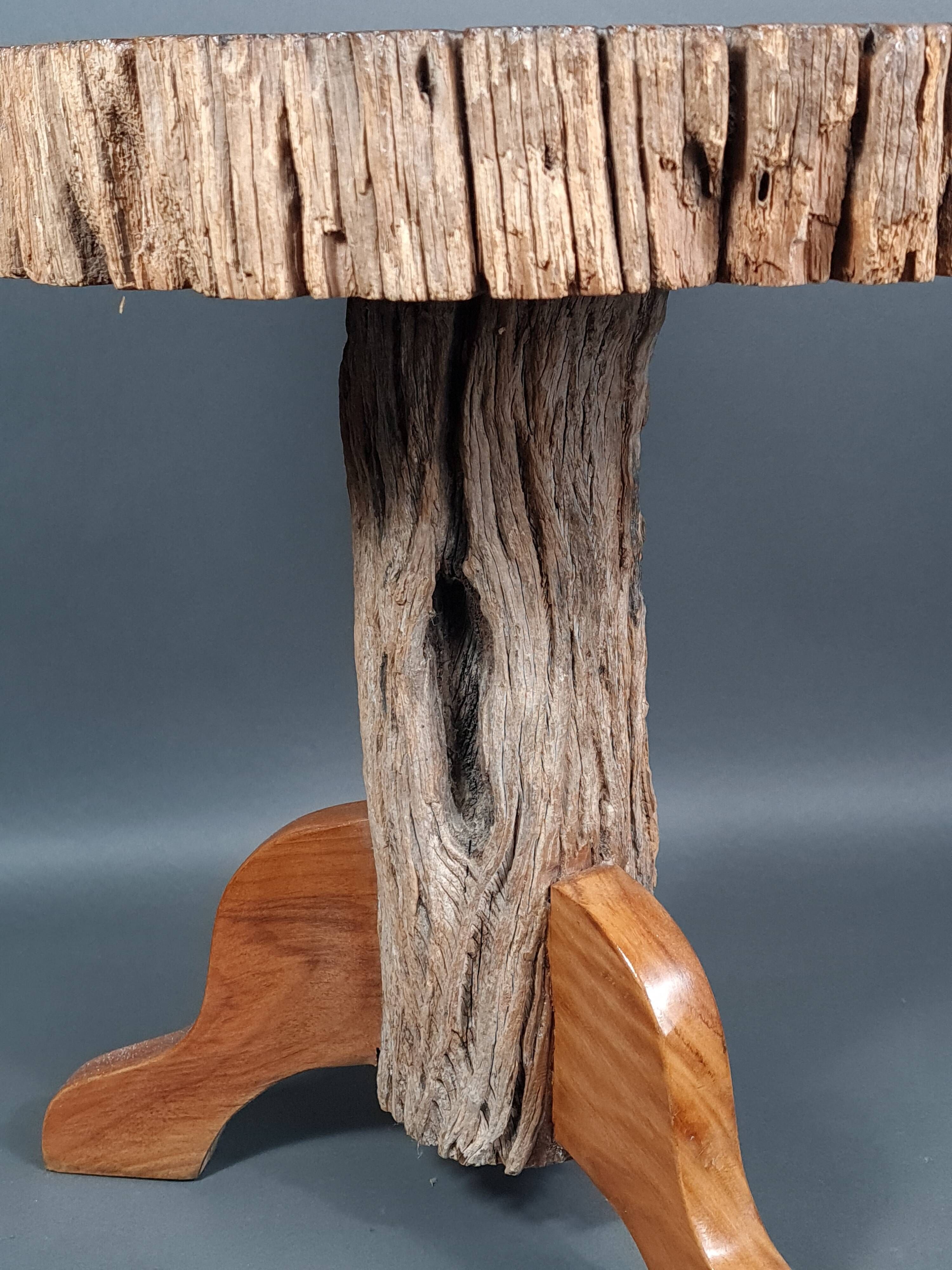Brutalist teak stool or side table, 13 kg, 2 available D344 /1/