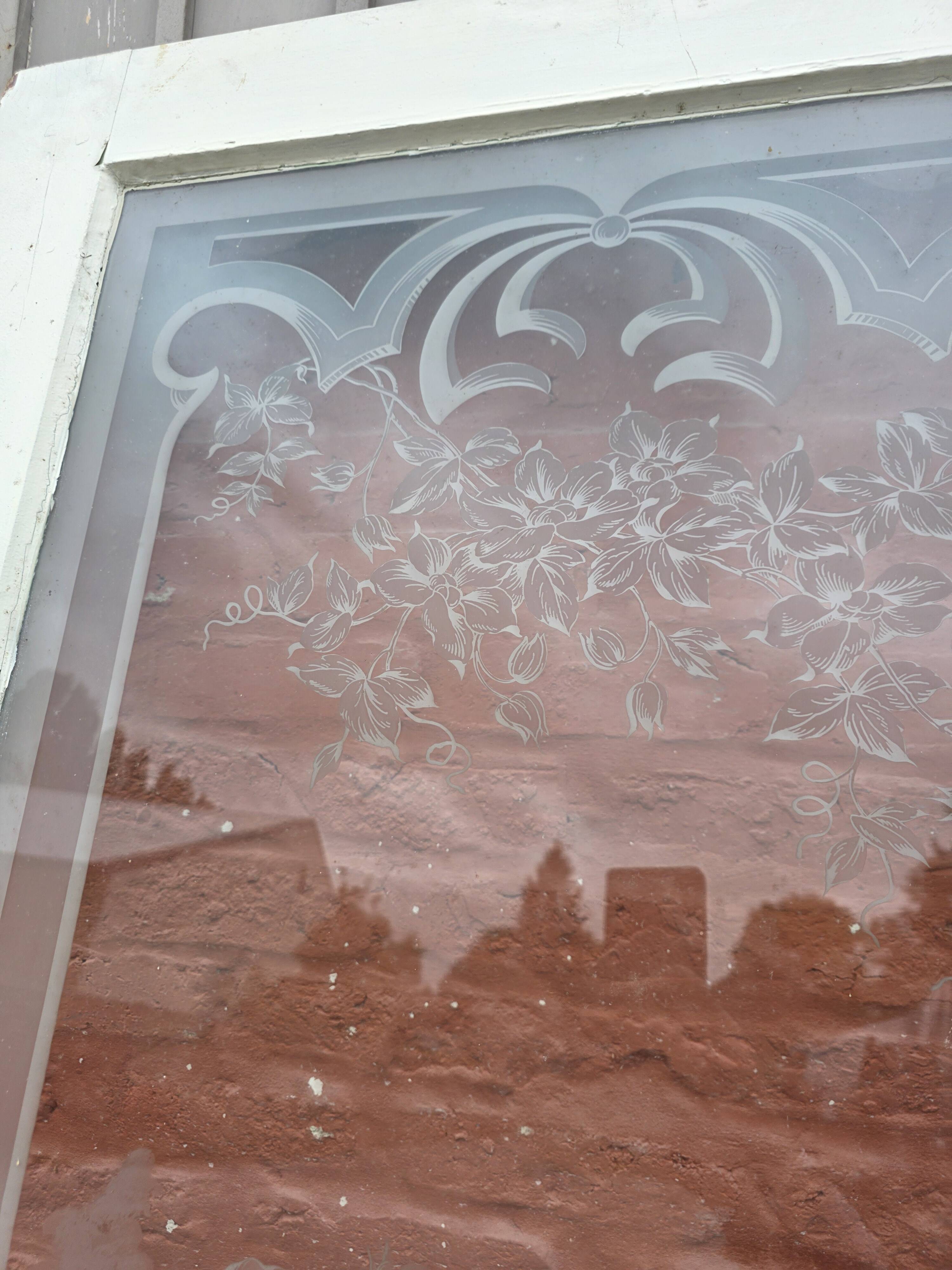 Engraved glass door, late 19th century.