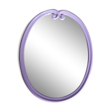 Miroir ovale 49x39 cadre en fonte émaillée rose Art Déco