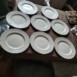 8 large English white earthenware plates 19th