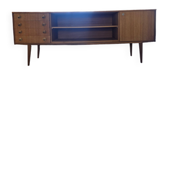 Large vintage teak sideboard 220 cm – 1960s/70s – Scandinavian design