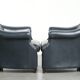 Set of dark blue cow leather club armchairs with a unique design