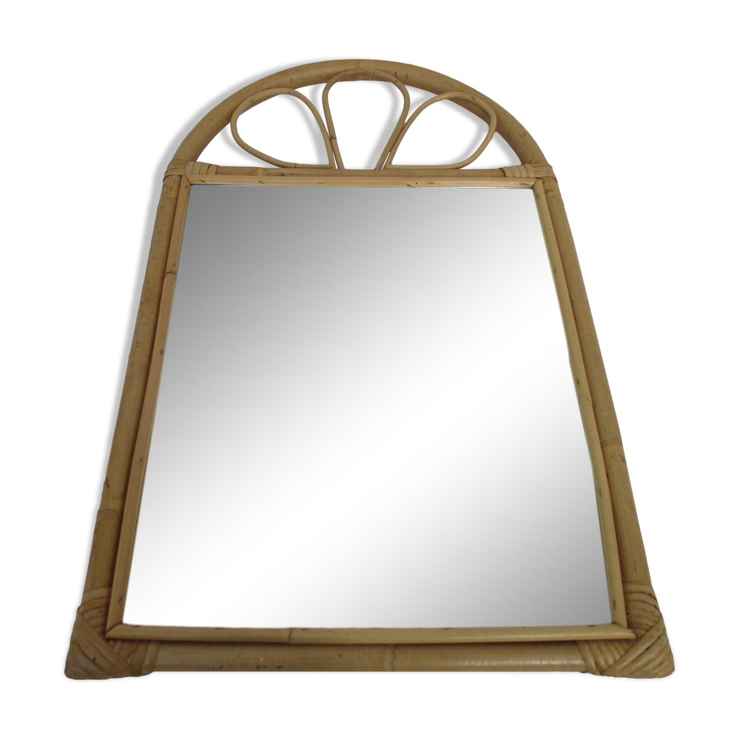 Mirror in bamboo and vintage rattan deco, 61x37 cm