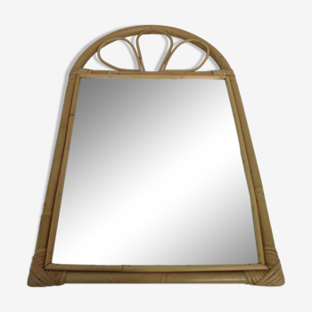 Mirror in bamboo and vintage rattan deco, 61x37 cm
